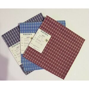 Lot of three Fabric pieces Vintage Waverly 17"x 17" each Marcquette design blues